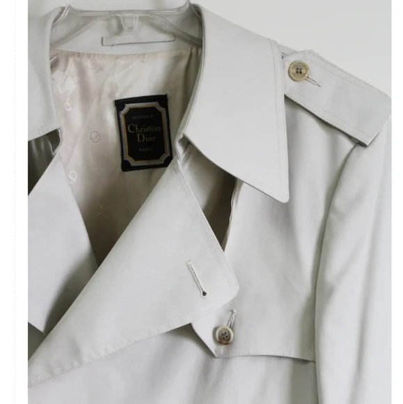 SOLD Christian Dior Vintage Mens Tan Khaki Trench Coat Ankle Length - Picture 12 of 15